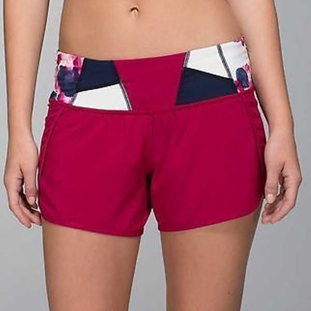 EUC Lululemon Run Times Short Bumble Berry / Quilt 529 Running Gym | Size 4